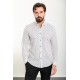 White Color Figured Design Casual Men's Linen Shirt