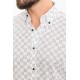 White Color Figured Design Casual Men's Linen Shirt