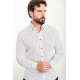 White Color Figured Design Casual Men's Linen Shirt