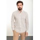 Beige Color Figured Design Casual Men's Linen Shirt