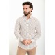 Beige Color Figured Design Casual Men's Linen Shirt