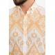Beige Color Figured Design Casual Cotton Men's Shirt