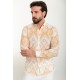 Beige Color Figured Design Casual Cotton Men's Shirt