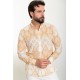 Beige Color Figured Design Casual Cotton Men's Shirt