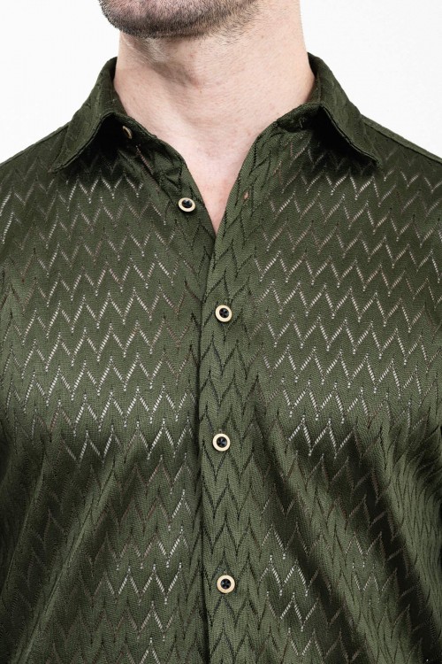 Khaki Color Casual Transparant Men's Shirt
