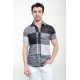 Black Color Piece Pattern Design Casual Men's Shirt