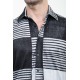 Black Color Piece Pattern Design Casual Men's Shirt