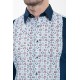 Dark Blue Figured Design Casual Men's Shirt
