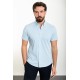 Blue Color Short Sleeved Design Casual Cotton Men's Shirt