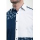 Dark Blue Color Two Sided Figured Design Casual Men's Shirt