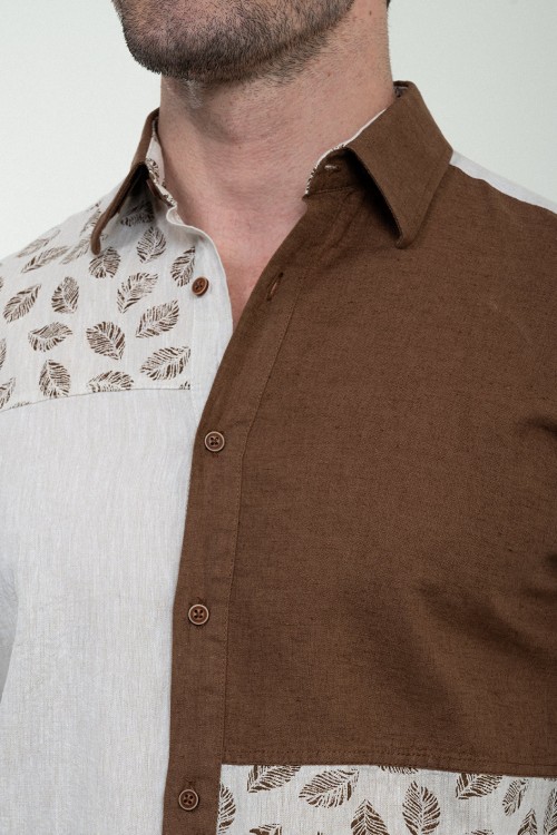 Dark Blue Color Two Sided Figured Design Casual Men's Shirt