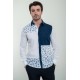 Dark Blue Color Two Sided Figured Design Casual Men's Shirt