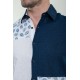 Dark Blue Color Two Sided Figured Design Casual Men's Shirt