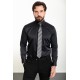 Black Cotton And Elastan Fabrics With Polycort Collar Detailed Classic Mens Shirt