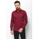 Claret Red Cotton And Elastane Fabrics With Polycort Collar Detailed Classic Mens Shirt