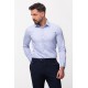 Blue Cotton And Elastane Fabrics With Polycort Collar Detailed Classic Mens Shirt