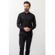 Black Cotton And Elastane Fabrics With Dobby Design Classic Men's Shirt
