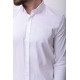 White Cotton And Elastane Fabrics With Dobby Design Classic Men's Shirt