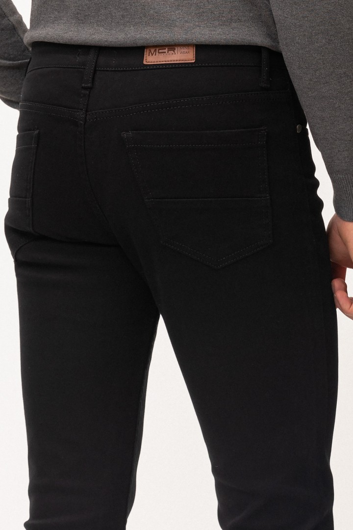 Black Color With Cotton And Elastane Fabrics Basic Mens Trousers