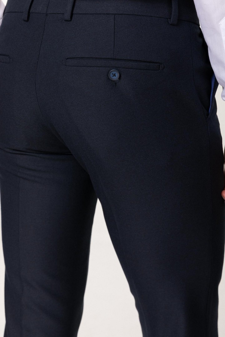 Dark Blue Color With Wool And Elastane Fabrics Classic Mens Trousers