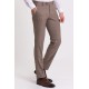 Beige Color Wool And Viscose Fabrics With Check Pattern Design Classic Mens Trousers