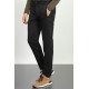 Black Cotton And Polyester Fabrics Elastic Design Casual Mens Pants