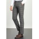 Black And Beige Color Check Patterned Design Classic Wool Men's Trousers