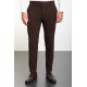 Brown Color Viscose And Elastane Fabric Classic Slim Fit Men's Trousers