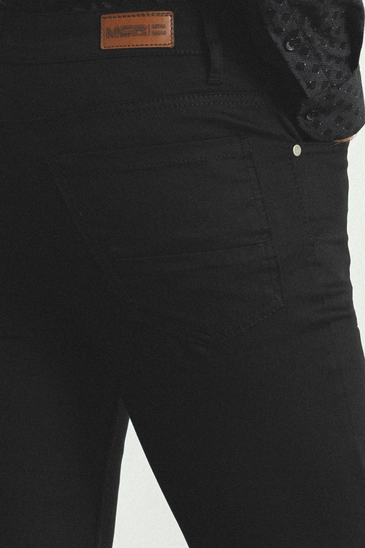 Black Cotton And Elastane Fabrics Casual Canvas Trousers