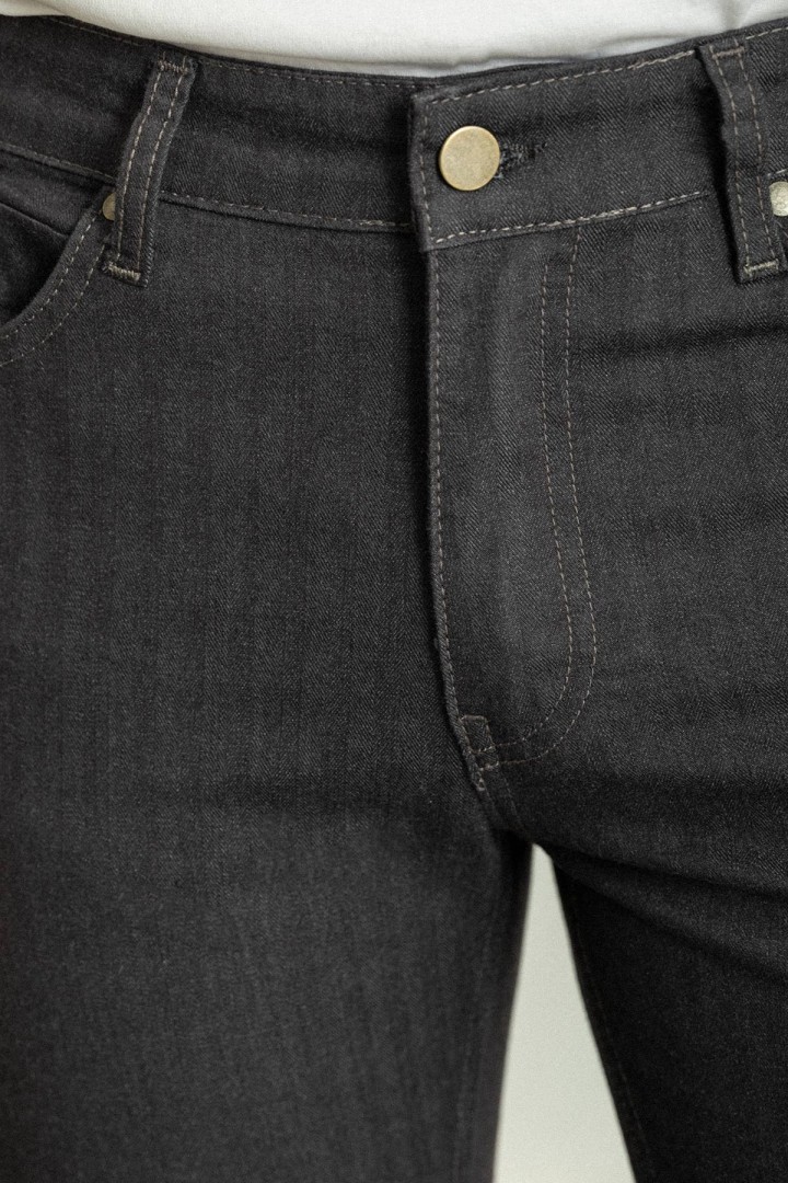 Anthracite Cotton And Elastane Fabrics Five Pocket And Striped Design Casual Mens Pants