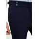 Dark Blue Color Belted Design Casual Wool Men's Trousers