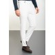 Ecru Color Belted Design Casual Wool Men's Trousers