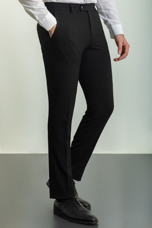 Black Color Classic Slim Fit Men's Trousers