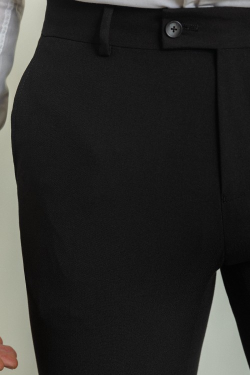 Black Color Classic Slim Fit Men's Trousers