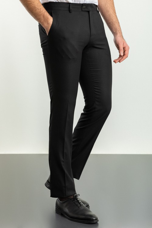 Black Color Super Slim Fit Casual Cotton Men's Trousers