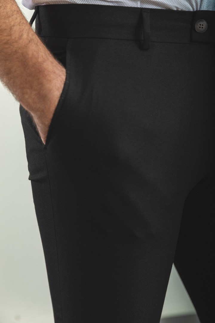 Black Color Super Slim Fit Casual Cotton Men's Trousers