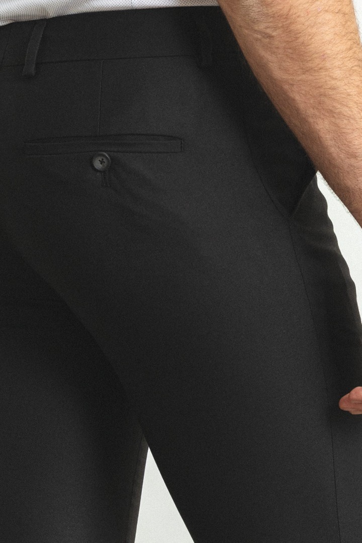 Black Color Super Slim Fit Casual Cotton Men's Trousers