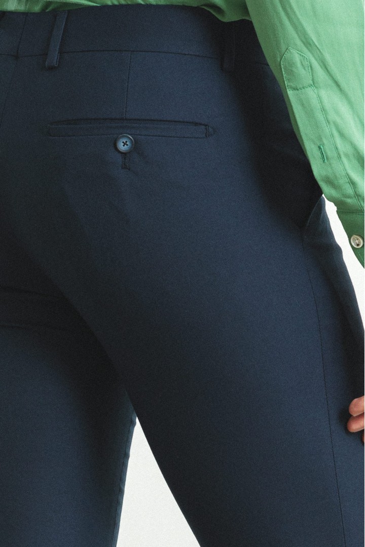 Dark Blue Color Super Slim Fit Casual Cotton Men's Trousers
