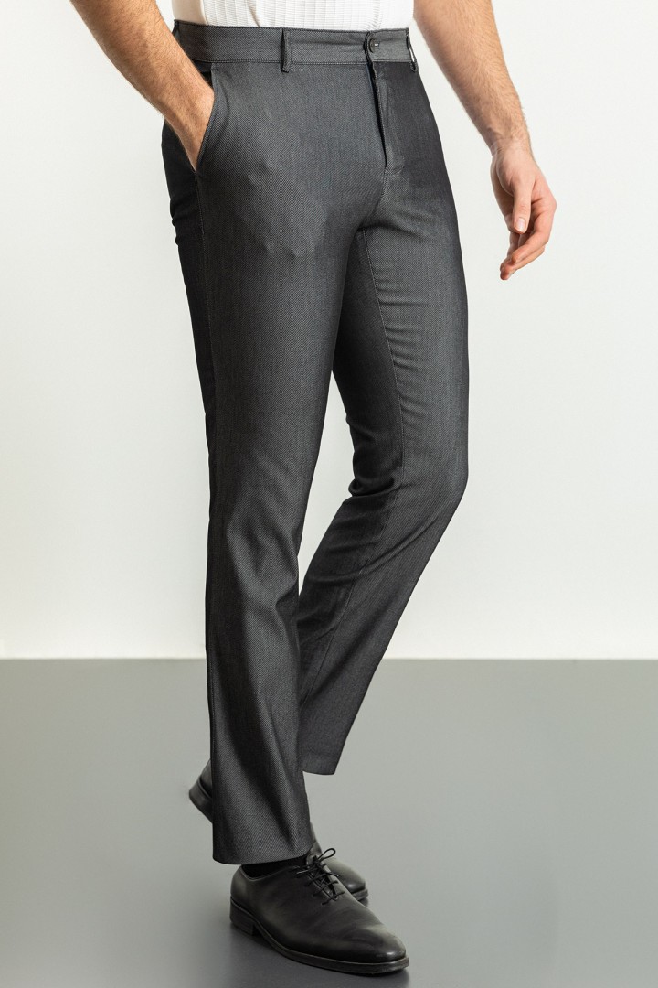 Black And Grey Color Classic Cotton Men's Trousers