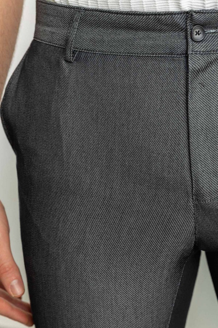 Black And Grey Color Classic Cotton Men's Trousers