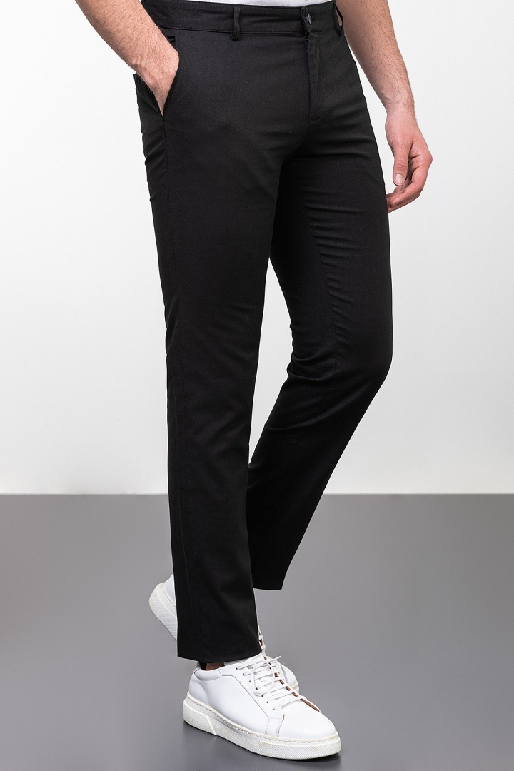 Ecru Color Drawstring Design Classic Linen Men's Trousers