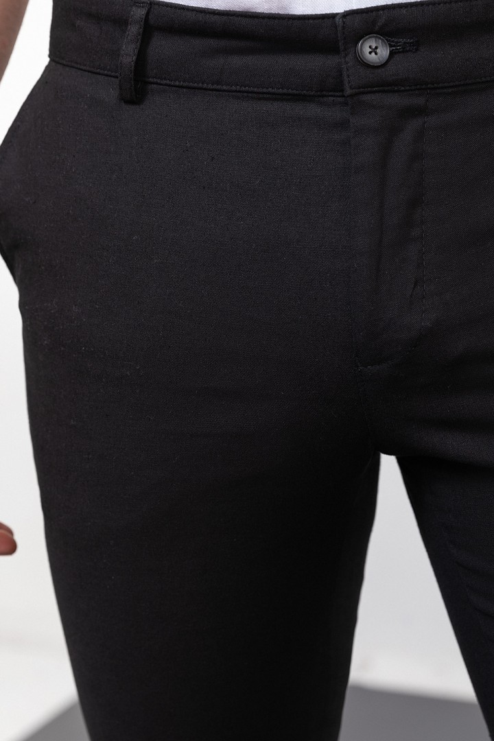 Ecru Color Drawstring Design Classic Linen Men's Trousers