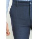Dark Blue Color Classic Slim Fit Linen Fabric Men's Trousers