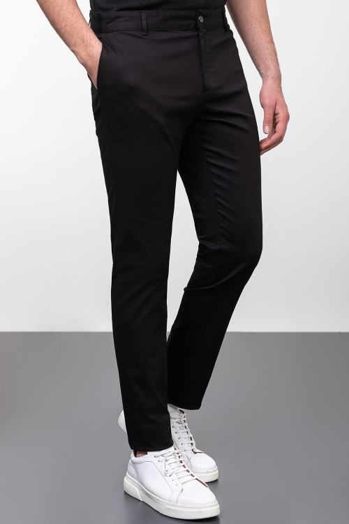 Black Color Linen Super Slim Classic Men's Trouser