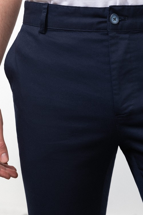 Light Dark Blue Color Linen Super Slim Classic Men's Trouser