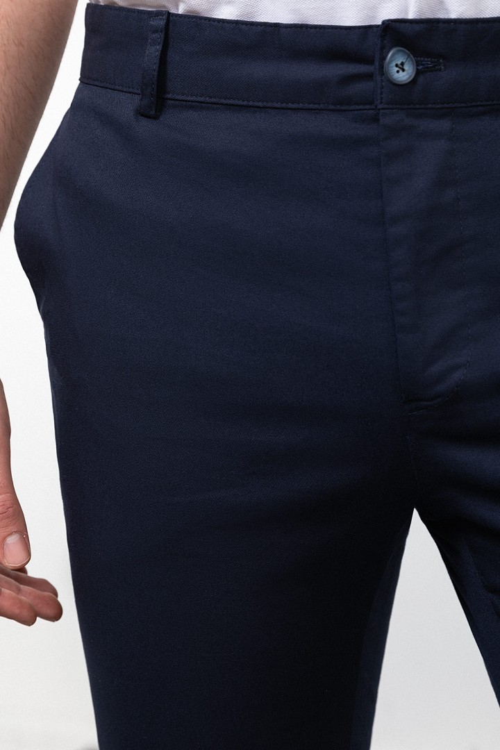 Light Dark Blue Color Linen Super Slim Classic Men's Trouser