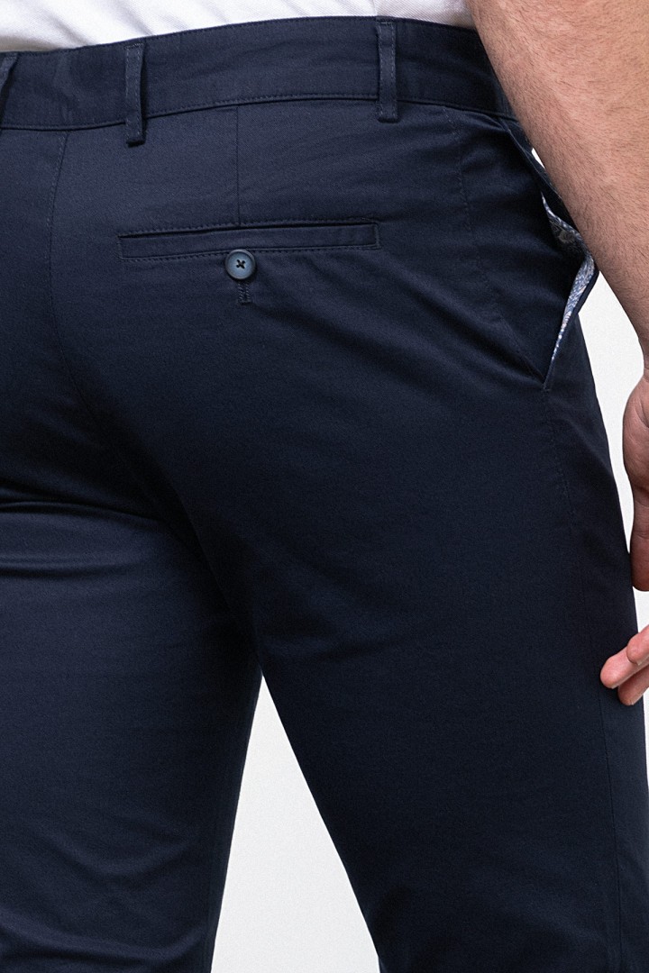 Light Dark Blue Color Linen Super Slim Classic Men's Trouser