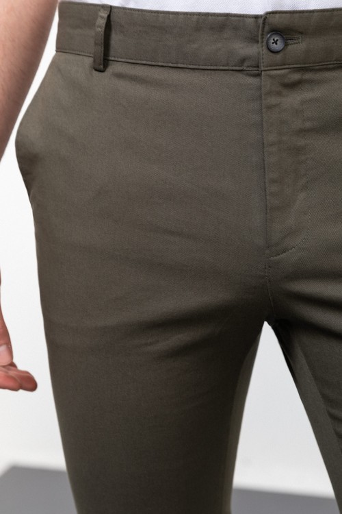 Khaki Color Linen Super Slim Classic Men's Trouser