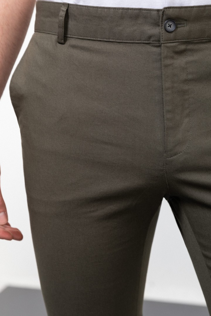 Khaki Color Linen Super Slim Classic Men's Trouser