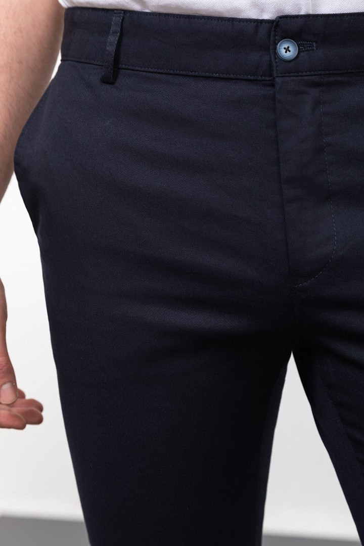 Dark Navy Blue Color Linen Super Slim Classic Men's Trouser